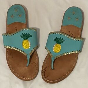 Jack Rogers Turquoise Pineapple Embroidered Sandals – Size 11